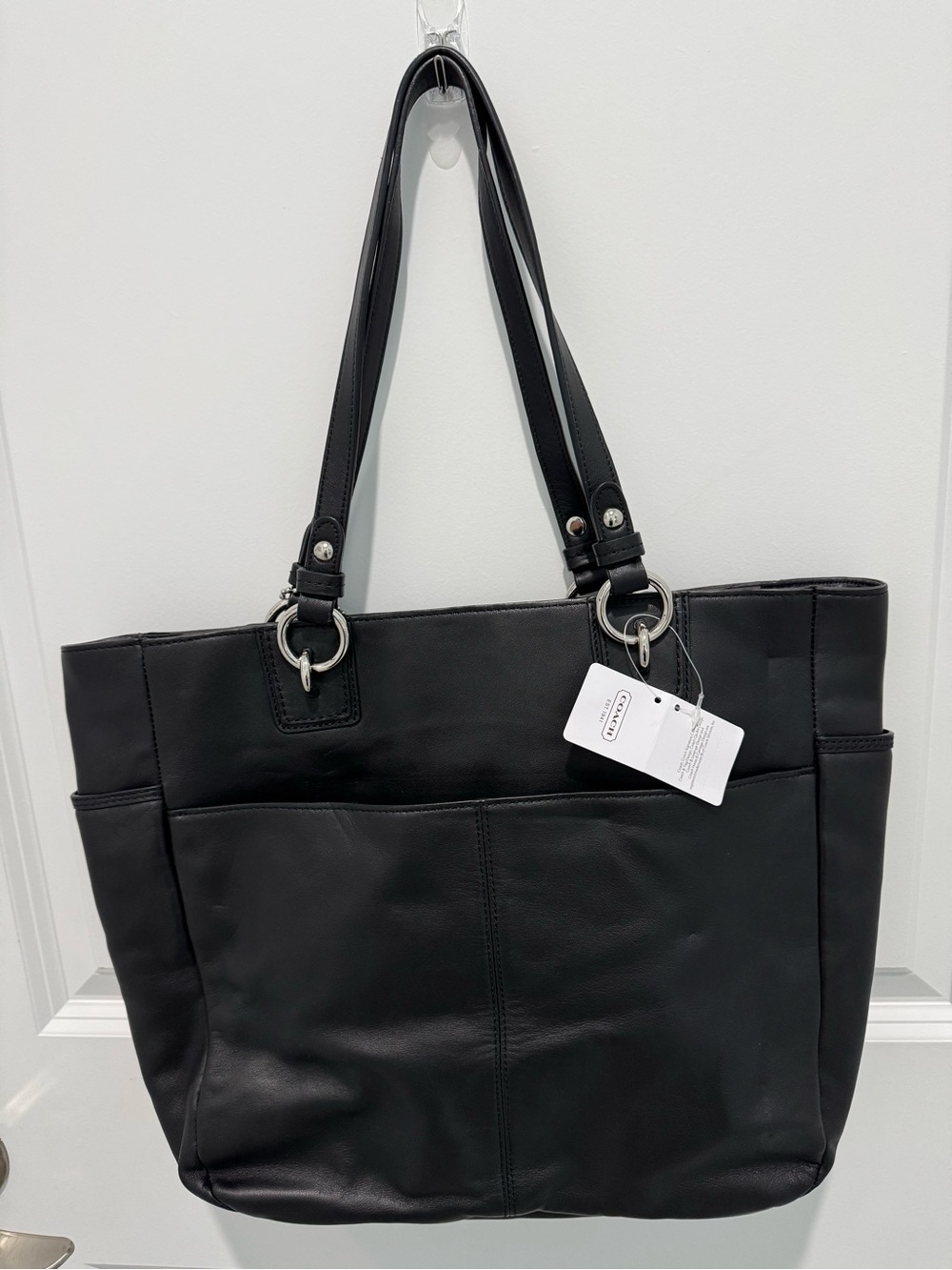 Coach black leather tote F19456 Silver hardware NWT - Picture 2 of 13